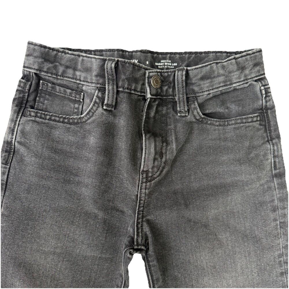 Old Navy Girls High Rise Baggy Wide-Leg Black Jeans Denim Size 8 Adjustable